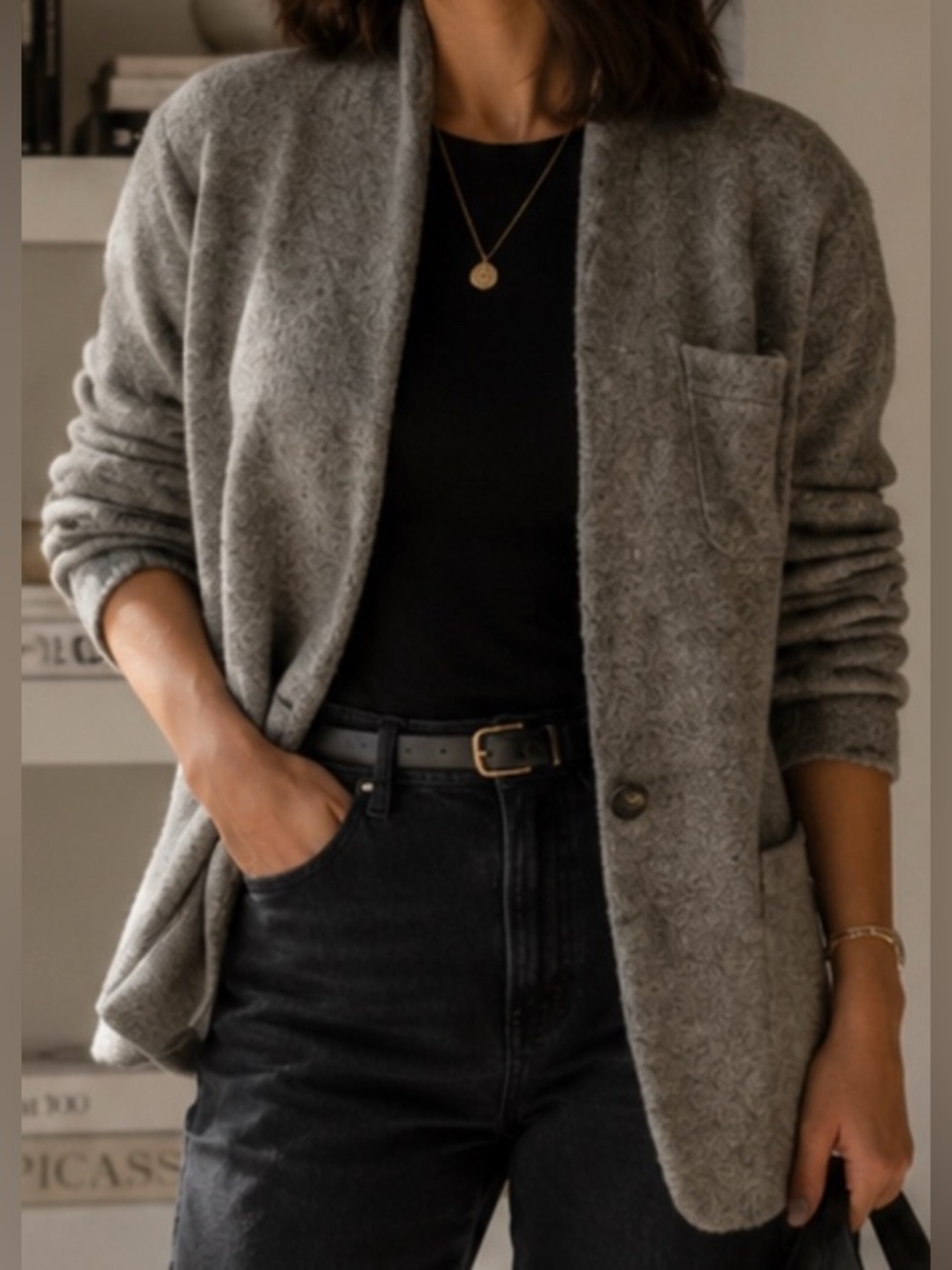 J. Crew • Grey • Merino Wool • Alpaca Knit • Sweater Blazer • Size Small - Picture 1 of 8